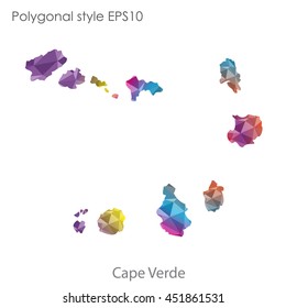 Cape Verde map in geometric polygonal style.Abstract tessellation,modern design background.