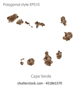 Cape Verde map in geometric polygonal style.Abstract tessellation,modern design background.