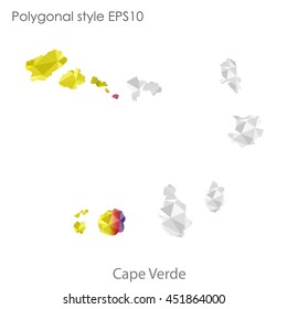 Cape Verde map in geometric polygonal style.Abstract tessellation,modern design background.