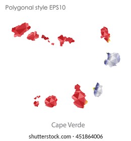 Cape Verde map in geometric polygonal style.Abstract tessellation,modern design background.