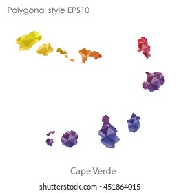 Cape Verde map in geometric polygonal style.Abstract tessellation,modern design background.