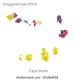 Cape Verde map in geometric polygonal style.Abstract tessellation,modern design background.
