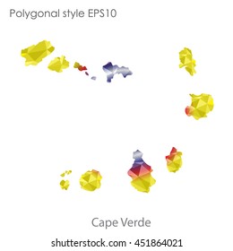 Cape Verde map in geometric polygonal style.Abstract tessellation,modern design background.