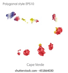 Cape Verde map in geometric polygonal style.Abstract tessellation,modern design background.