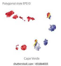 Cape Verde map in geometric polygonal style.Abstract tessellation,modern design background.
