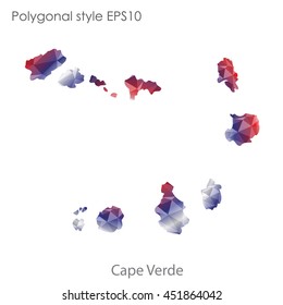 Cape Verde map in geometric polygonal style.Abstract tessellation,modern design background.