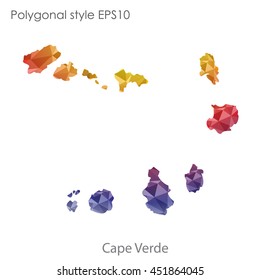 Cape Verde map in geometric polygonal style.Abstract tessellation,modern design background.