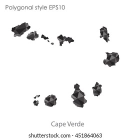 Cape Verde map in geometric polygonal style.Abstract tessellation,modern design background.