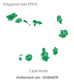 Cape Verde map in geometric polygonal style.Abstract tessellation,modern design background.