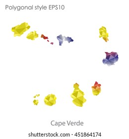 Cape Verde map in geometric polygonal style.Abstract tessellation,modern design background.