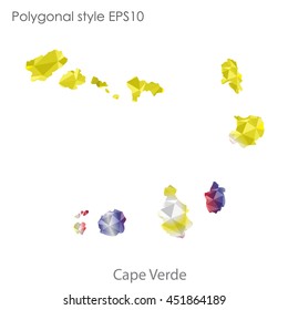Cape Verde map in geometric polygonal style.Abstract tessellation,modern design background.