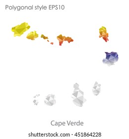 Cape Verde map in geometric polygonal style.Abstract tessellation,modern design background.