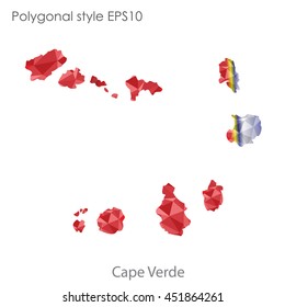Cape Verde map in geometric polygonal style.Abstract tessellation,modern design background.