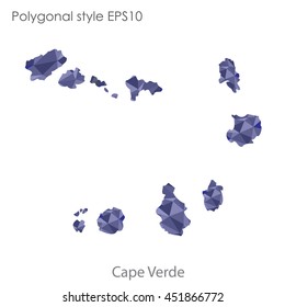 Cape Verde map in geometric polygonal style.Abstract tessellation,modern design background.