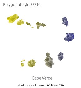 Cape Verde map in geometric polygonal style.Abstract tessellation,modern design background.