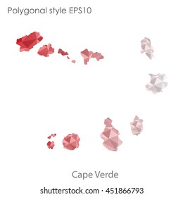 Cape Verde map in geometric polygonal style.Abstract tessellation,modern design background.