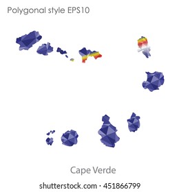 Cape Verde map in geometric polygonal style.Abstract tessellation,modern design background.