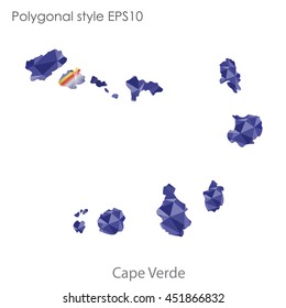 Cape Verde map in geometric polygonal style.Abstract tessellation,modern design background.