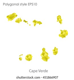 Cape Verde map in geometric polygonal style.Abstract tessellation,modern design background.