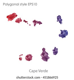 Cape Verde map in geometric polygonal style.Abstract tessellation,modern design background.