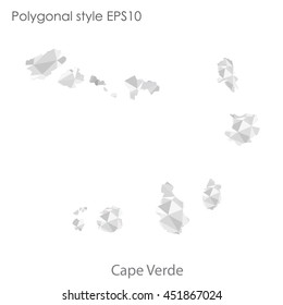 Cape Verde map in geometric polygonal style.Abstract tessellation,modern design background.