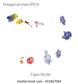 Cape Verde map in geometric polygonal style.Abstract tessellation,modern design background.