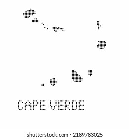 Kap Verde Karte mit Grunge Textur in Punktstil. Abstrakte Vektorgrafik einer Landkarte mit Halbfone-Effekt für Infografik. 