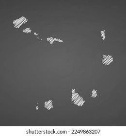 Cape Verde map hand drawn sketch. Vector concept illustration flag, scribble map. Country map for infographic, brochures and presentations isolated on black background. Vector illustration.