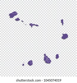 Cape Verde map - High detailed purple map of Cape Verde. Cape Verde map isolated on transparent background.