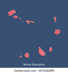 Cape Verde map - High detailed color map of Cape Verde. flat design style, clean and modern. Vector illustration eps 10