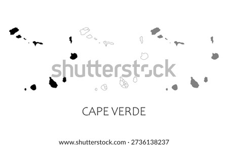 Cape Verde map in high quality (black, white, grey)