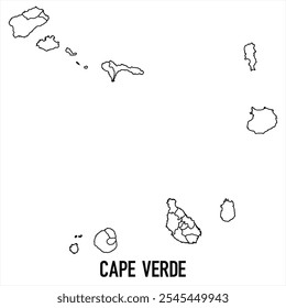 cape verde map icon isolated on white background. Outline map. Simple line icon. Vector illustration