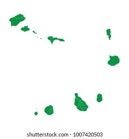 Cape Verde map isolated on transparent background.Transparent - high detailed Green map of Cape Verde . Vector illustration eps 10.