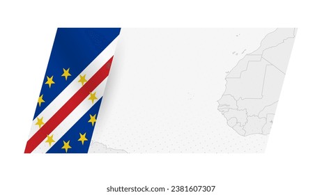 Cape Verde map in modern style with flag of Cape Verde on left side. Vector illustration of a map.