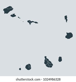 Cape Verde. map on white background vector, Cape Verde. Map Outline Shape Gray on White Vector Illustration, High detailed Gray illustration map Cape Verde.
