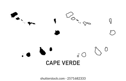 cape verde map in outline style, black color