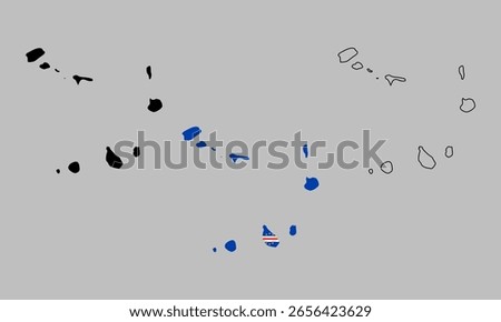 Cape Verde map in outline style, black color, color of country flag version