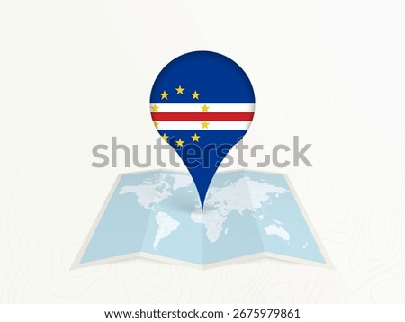 Cape Verde Map Pin with National Flag on Open World Map. Perfect for use in travel guides, geography content, global positioning concepts, and international business themes.