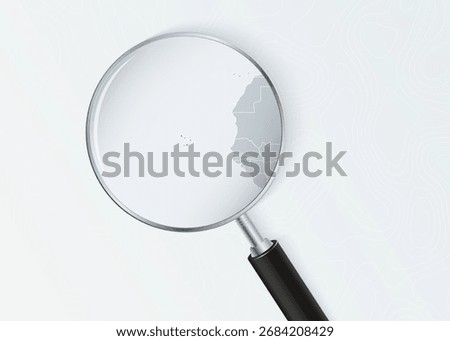 Cape Verde Map Under Magnifying Glass with National Flag Overlay. The image represents geographical focus, national identity, and exploration.