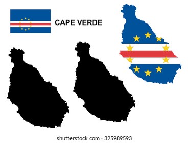 Cape Verde map vector, Cape Verde flag vector, isolated Cape Verde