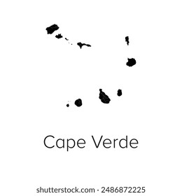 Cape Verde Map Vector Illustration - Silhouette, Outline, Cape Verde Travel and Tourism Map