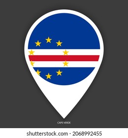Kap Verde Marker Symbol auf dunkelgrauem Hintergrund. Cabo Verde Pin Symbol einzeln auf kaum dunklem Hintergrund.