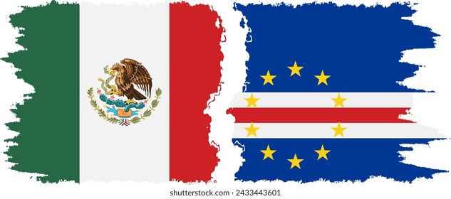 Cape Verde and Mexico grunge flags connection, vector