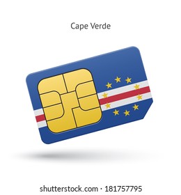 Cape Verde mobile phone sim card with flag. Vector illustration.