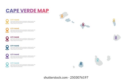 Cape Verde Modern Map Infographic Template, Detailed infographic map of Cape Verde Popular City