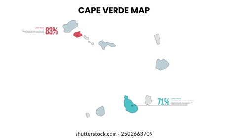 Cape Verde Modern Map Percentage Infographic Template, Detailed infographic map of Cape Verde