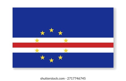 Bandeira nacional de Cabo Verde em estilo plano. Plano de fundo plano vetorial.