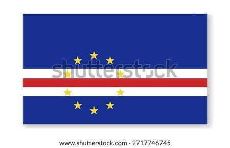 Cape Verde national flag in flat style. Vector flat background.