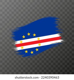 Cape Verde national flag. Grunge brush stroke. Vector illustration on transparent background.