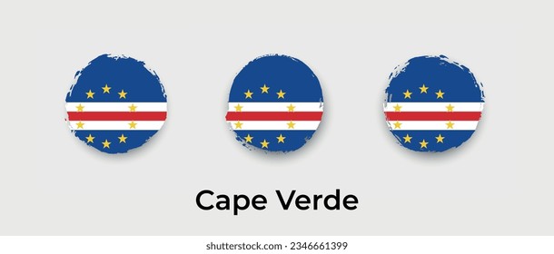 Cape Verde national flag grunge circle round shape bubble vector icon illustration